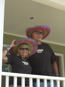 Hats the new owner gave us to combat the intense sun.